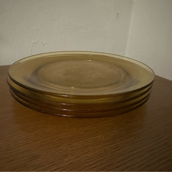 Amber Glass Sailboat Dinner Plate - Set of 4 - Picture 2 of 5